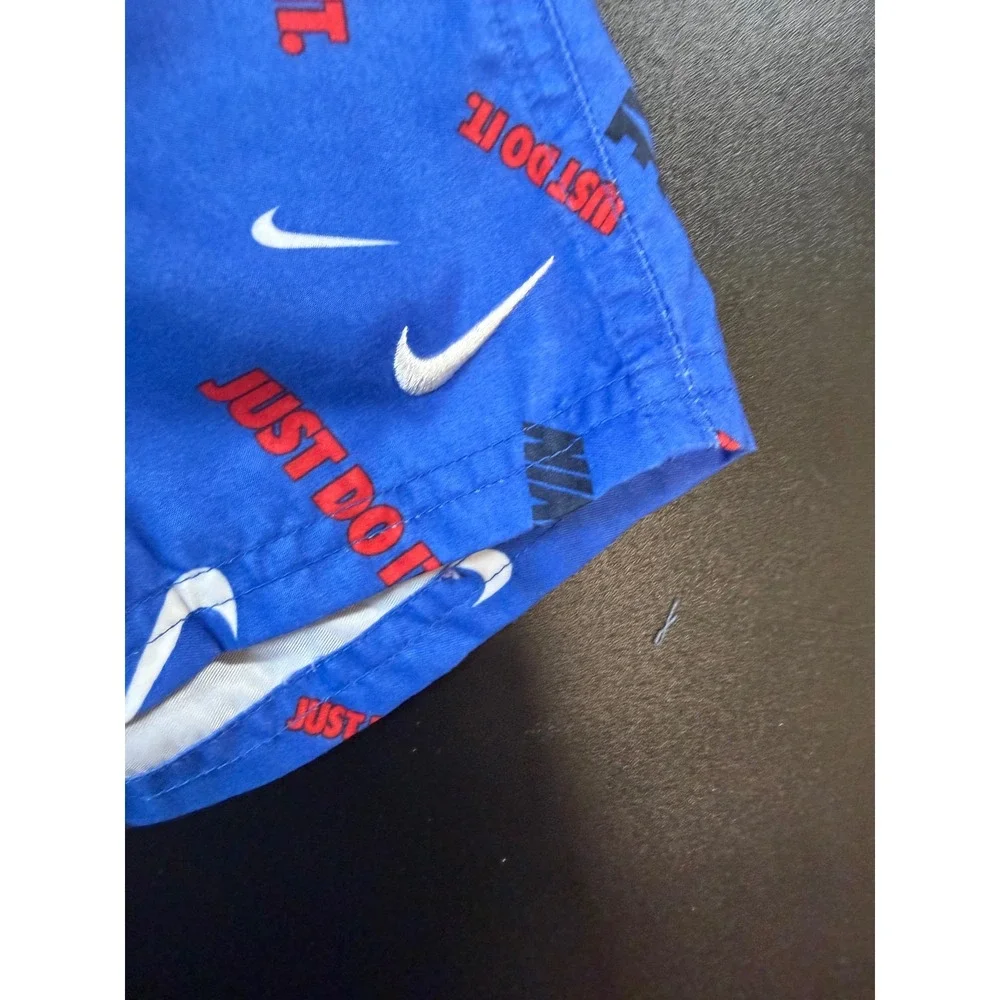 Nike Boys Blue Swoosh Logo Athletic Mesh Lined Swim Trunks Shorts Size Med J9